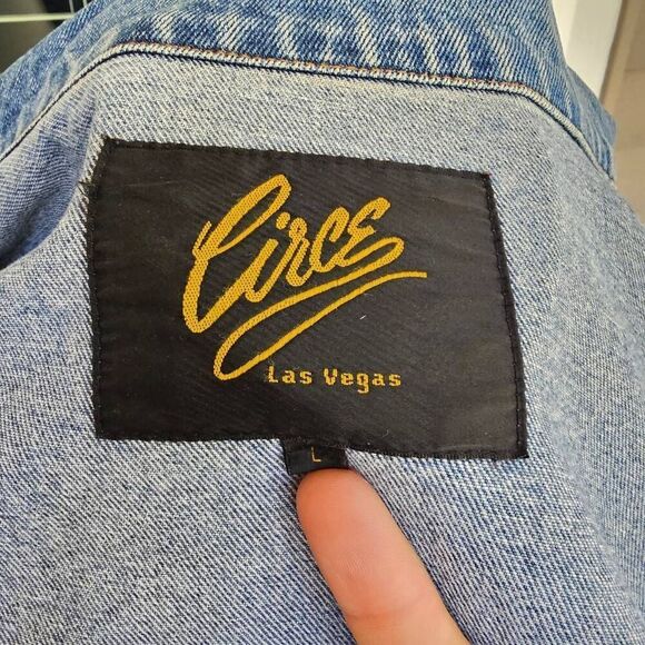Vintage Riviera Hotel Casino Las Vegas Denim Jacket Circe Jeans Size L 90s Embro - Picture 9 of 11